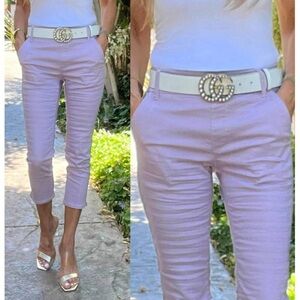 Bevy Flog Dafna Capri Pants‎ High Rise Cotton Pull On Lavender Purple 26